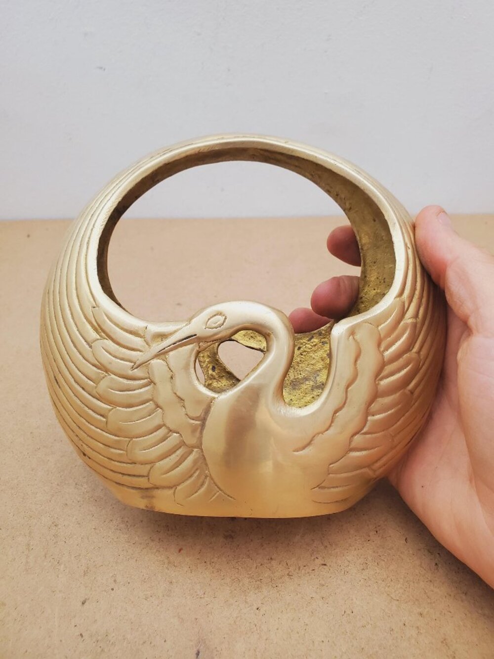 Vintage swan basket planter | Brass planter | Large vintage planter | Brass swan